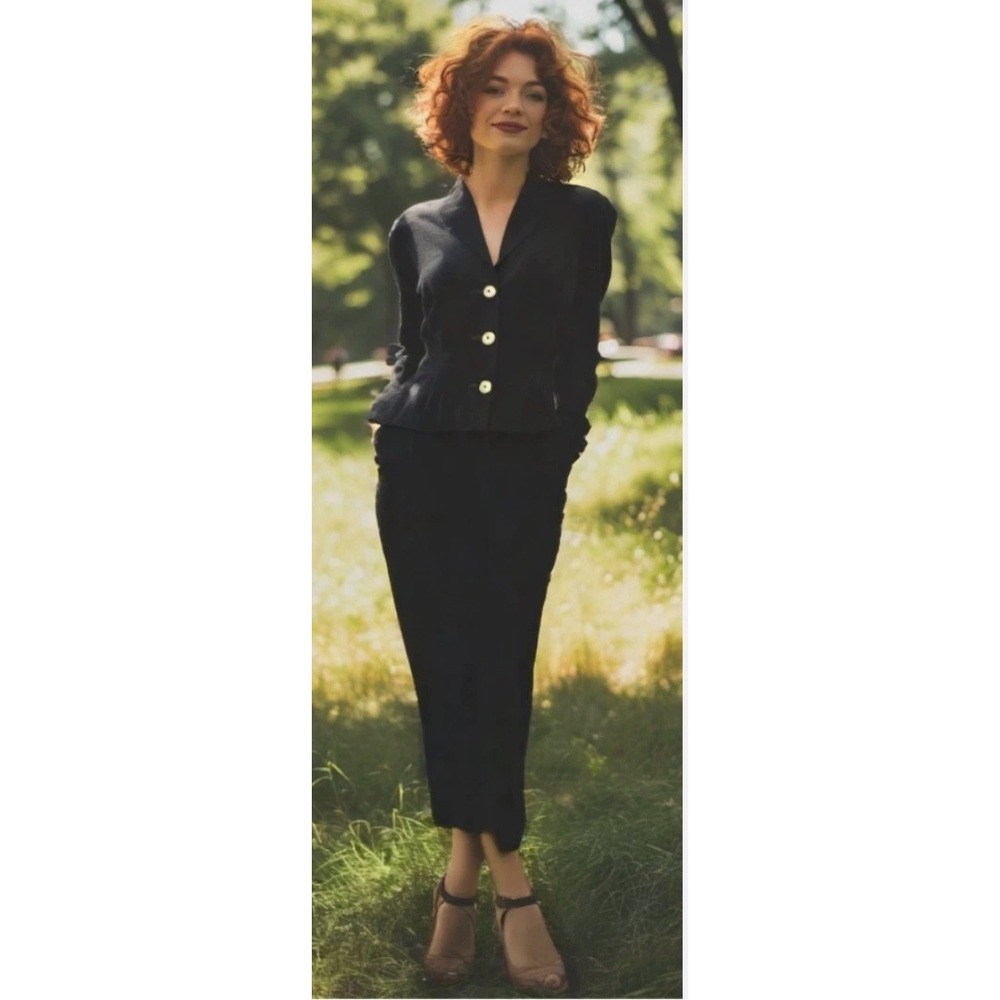Desert West Skirt Jacket Set Size Large Western SW Velvet Black Maxi Etch Button